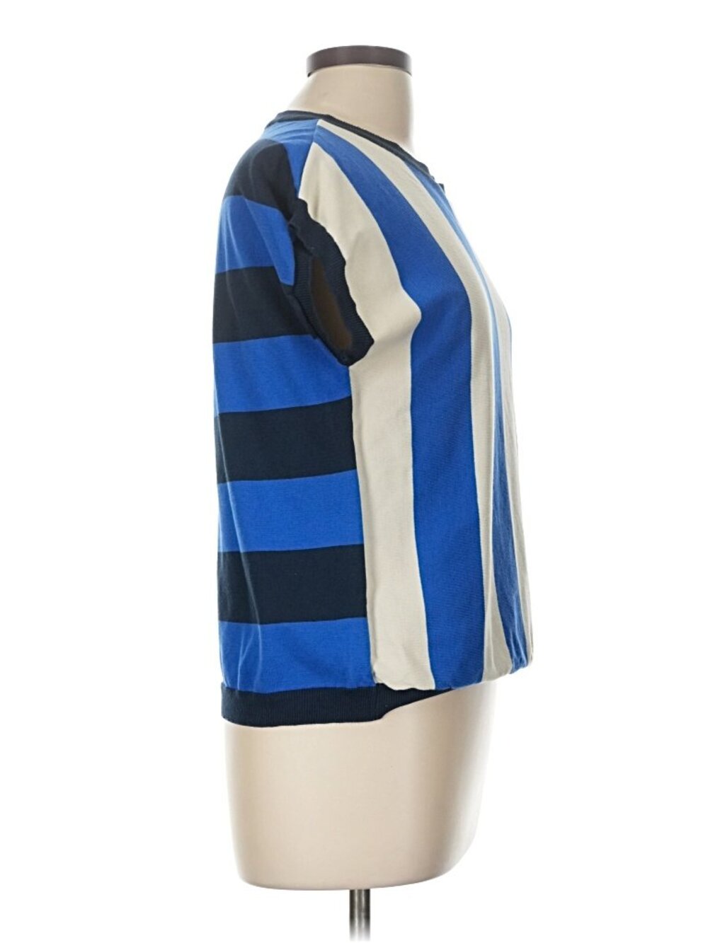 Mapoesie Paris Buren Marin Knit Sweater Top Blue White Striped Beachy Coastal - Picture 5 of 9